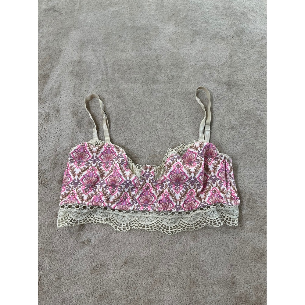 Spell & The‎ Gypsy Collective Womens size L pink Paisley Crochet Lace Bralette